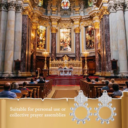 KOMI 24pc Finger Rosary Rings, Catholic Prayer Ring for Men Women, Baptism Confirmation Favors silver