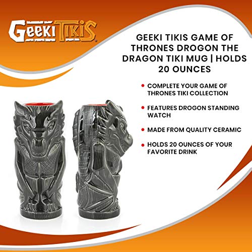 Geeki Tikis Game Of Thrones Drogon the Dragon Mug | Official Game Of Thrones Tiki Style Ceramic Cup | Holds 20 Ounces