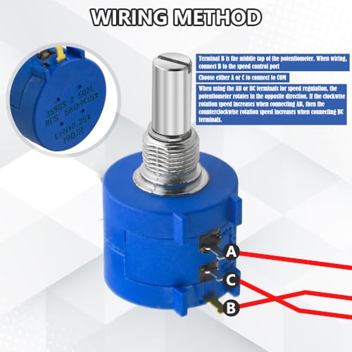 WMYCONGCONG 3590S-2-502L 5K Ohm Adjustable Precision Multi-Speed Potentiometer with 10 Revolutions Counter Wheel Knob
