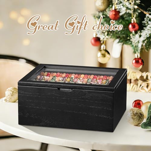 Bracelet Storage Box Holds Up to 150 Bangles, Bracelet Organizer with Clear Lid & Rods, Jewelry Display Case for Multiple Sizes, Dust-Proof Design(Black) Black