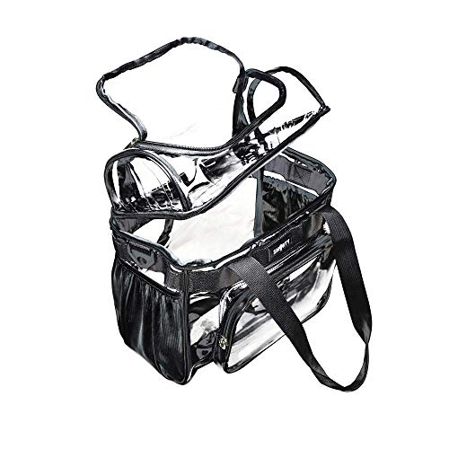 Heavy Duty Clear Lunch Tote Stadium Bag Approved Durable Crossbody Travel Makeup Cosmetic Box for Football Basketball Baseball Games Concerts Work Correctional Officers (Bold Black, 12 x 6 x 12)
