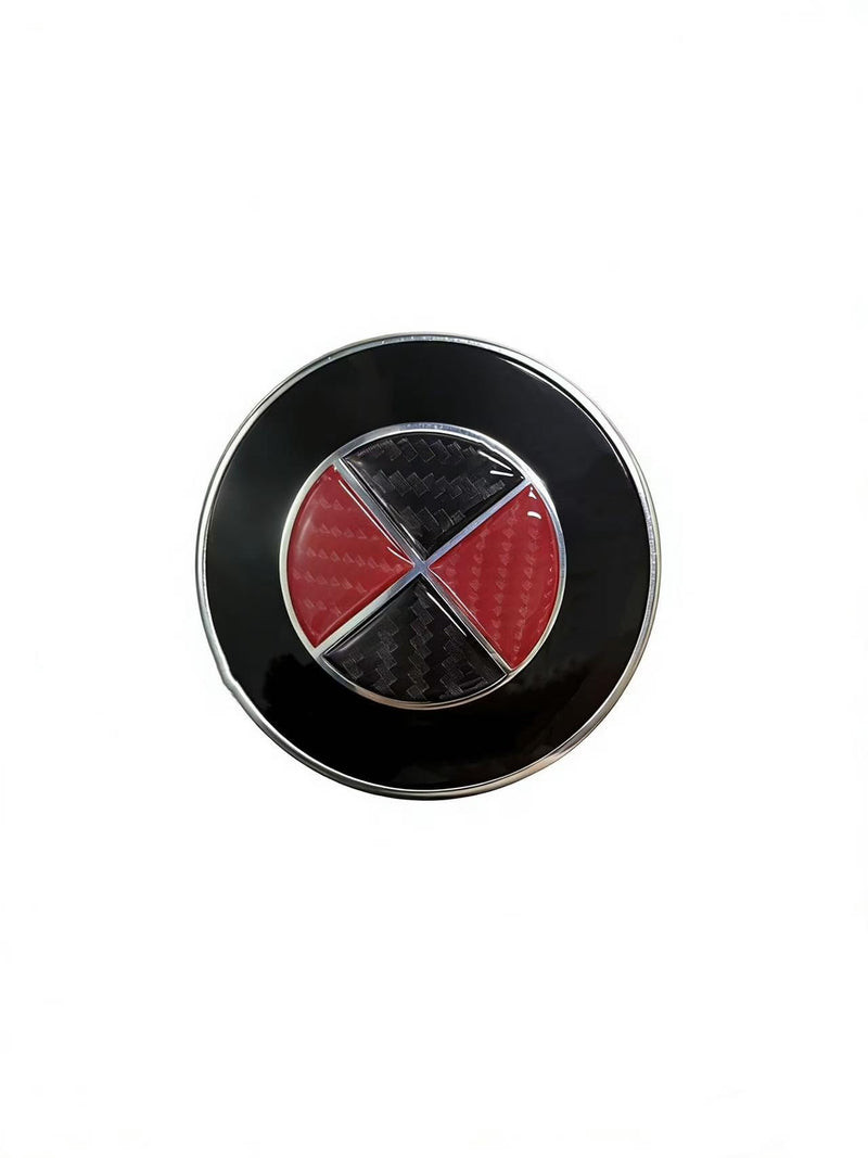 3D Epoxy Resin Sticker,Compatible with BMW Emblem, Red Black Carbon Fiber Stickers, Two-piece Set with Front and Back Labels