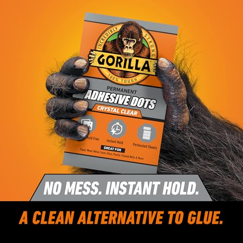 GORILLA clear double-sided adhesive dots, 0.5-inch diameter, 150-piece pack