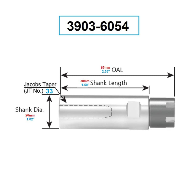 [Australia - AusPower] - HHIP 3903-6054 ER20 Collet and Drill Chuck with JT33 Sleeve ER20 Type, JT33 Sleeve 