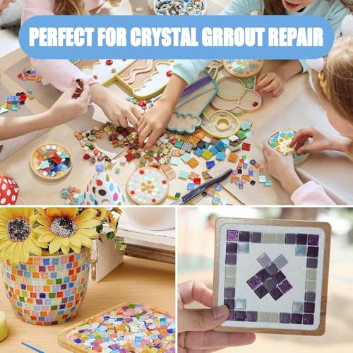 CAMUTKRY Mosaic Crystal Grout, 8.8oz container for mosaic tile projects, handmade art, and home decor