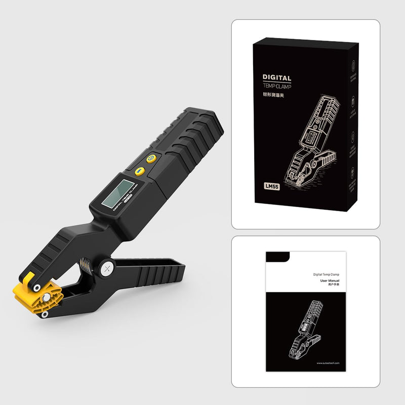 [Australia - AusPower] - HVAC Digital Thermometer LM55 Digital Temp Clamp HVAC Thermometer High Precision Sensor Real-Time Temp Measurement for Heating&Cooling Systems -50°C~260°C Store 8 Waveform Data, Ajustable Brightness 