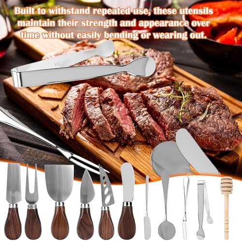 107 Pcs Charcuterie Board Set with Ceramic Bowls Cheese Knives with Walnut Handles Stainless Steel Charcuterie Board Utensils Silver Serving Set for Wedding Party Appetizers