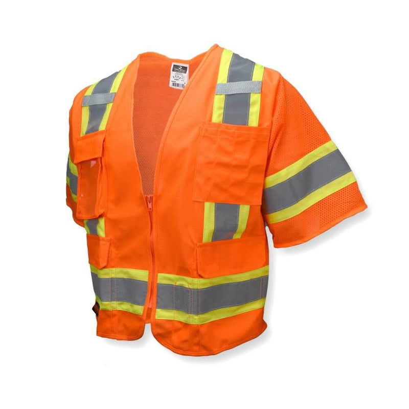 Radians SV63OXL Polyester Class 3 Two Tone Surveyor Safety Vest, X-Large, Orange, One Size