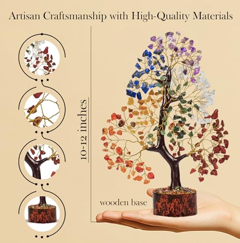 PYOR 7 Chakra Tree of Life Birthday Gifts for Women 10 Inch 300 Beads A-7chakra Tree