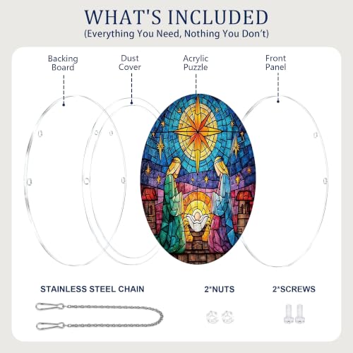 Religious Jesus Nativity Scene Acrylic Suncatcher Puzzle Gift for Women Color 03