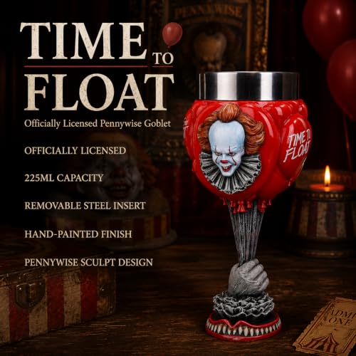 Nemesis Now IT Pennywise Clown Goblet, Officially Licensed Horror Movie Merchandise Chalice Collectible, Red Balloons Design, 19.5cm