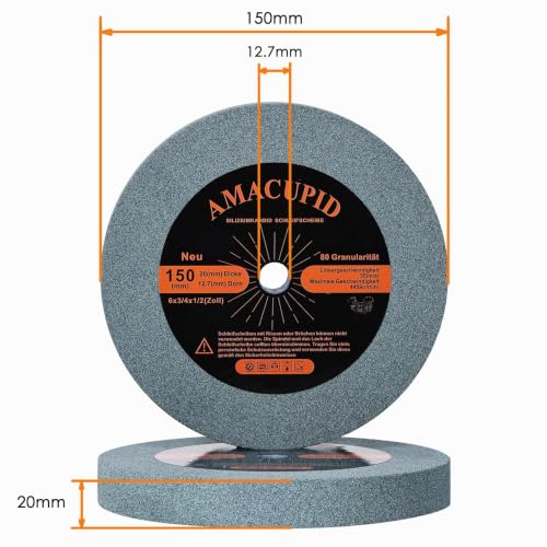 80 Grit Bench Grinding Wheel for Carbide Tool Grinding | Green Silicon Carbide Abrasive Also suitable for grinding non-metallic materials. 12.7mm Mandrel Bore