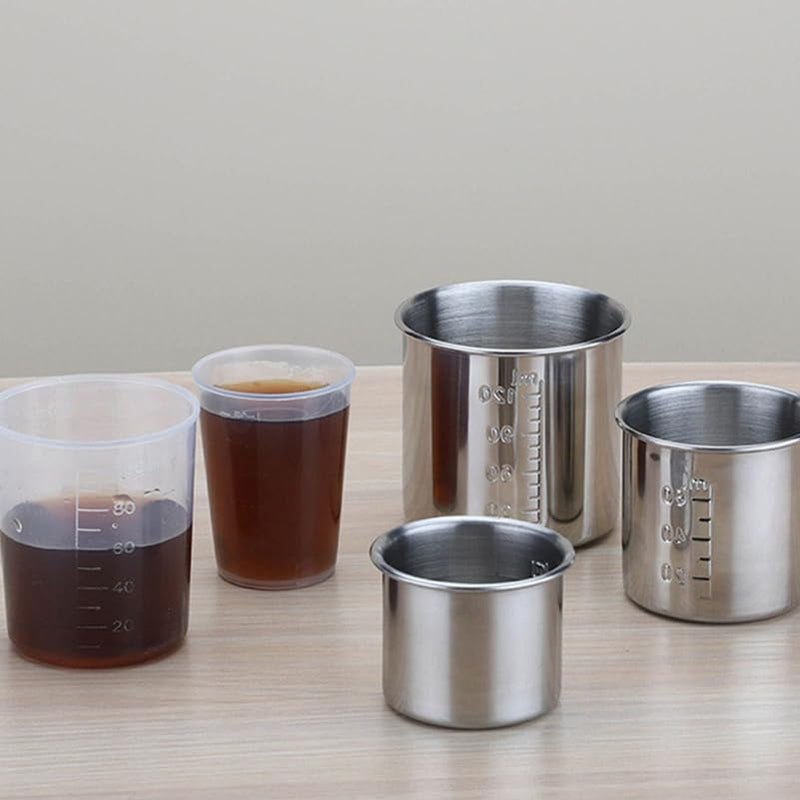 [Australia - AusPower] - DECHOUS 4Pcs Stainless Steel Graduated Medicine Cups 1.96 Inch Portable Measuring Cups for Pills and Liquid Medication 40Ml Capacity Silver 