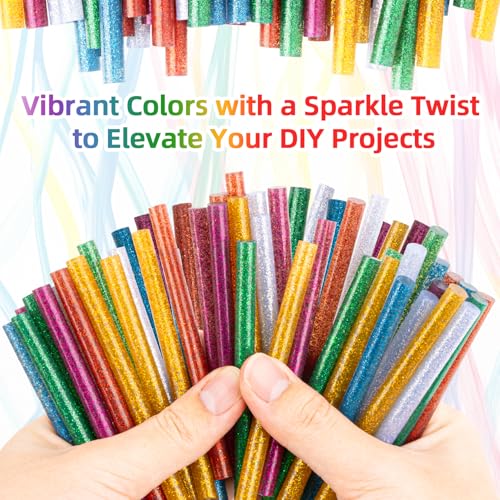 MAQIHAN mini glitter hot glue sticks, 48 colorful hot melt sticks for art and craft projects