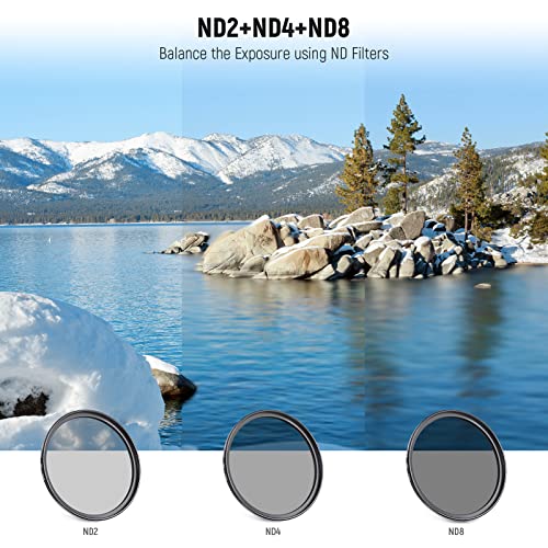 Neewer 72mm ND Lens Filter Kit: UV, CPL(Circular Polarising), FLD, ND2, ND4, ND8, Lens Hood and Lens Cap Compatible with Canon Nikon Sony Panasonic DSLR Cameras