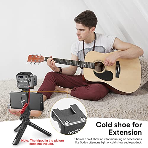 Smartphone Holder, Phone Adapter Mount with Cold Shoe, Sturdy and Durable Phone Clamp for Cellphone/Microphone/LED Video Light(Godox MTH03)