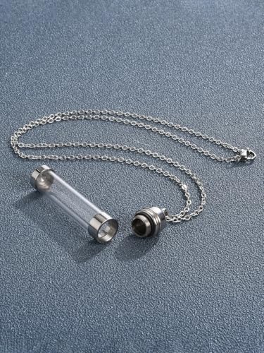 Clear Glass Tube Cremation Urn Necklace for Ashes