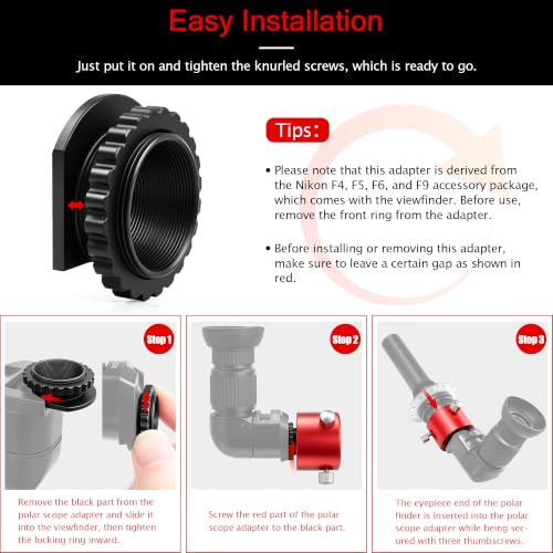 Astromania Polar Scope Adapter Metal Red for Right Angle Viewfinder With Polar Scope Metal Adapter