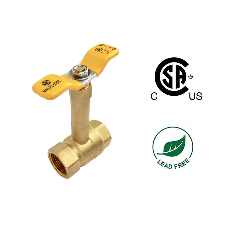 Brass Long Bonnet Ball Valve, Lead-Free, NPT Thread Connection (3/4-Inch) 0.75 Inch