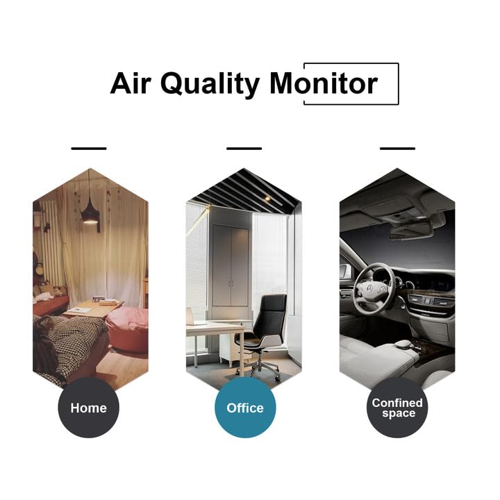 [Australia - AusPower] - 8-in-1 Indoor Air Quality Monitor, Formaldehyde Detector, Temperature & Humidity Meter, Sensor, Tester Detect PM2.5, CO, CO2, HCHO,TVOC,AQI Micron Dust, Home Air Test Kits 