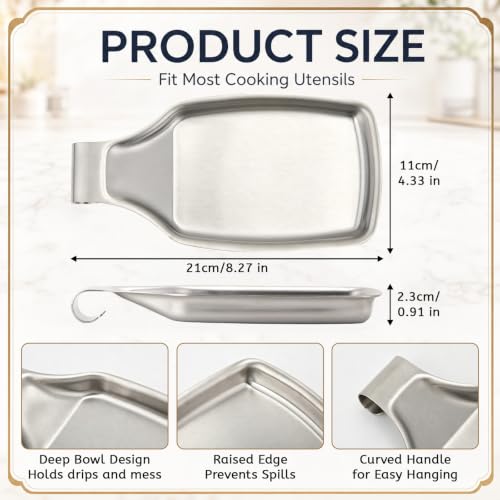 4 Pcs Silver Spoon Rest for Kitchen Stove Top Stainless Steel