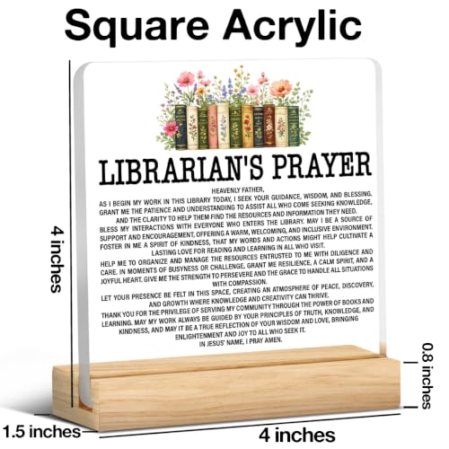Christian Librarian's Prayer Acrylic Desk Sign, Librarian Gifts for Women