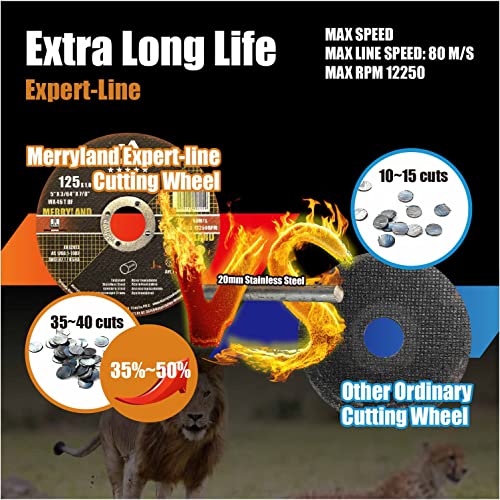 Merryland 10 Pieces Cutting Disc 50 x 1.0 Metal Steel Stainless Steel | 50 mm angle grinder, 50 x 1.0 x 10 mm thin flex disc straight, expert line E13151022-10 50 x 1.0 all metals, 10 pieces