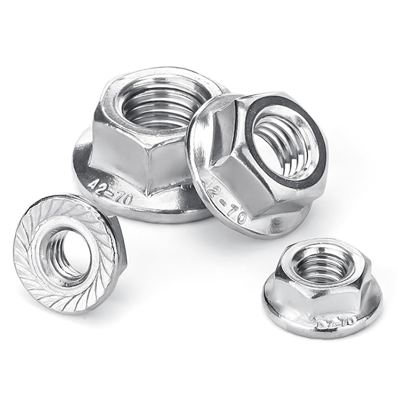 [Australia - AusPower] - M6 Serrated Flange Nuts (25 Pieces), M6x1.0 Pitch Hex Flange Lock Nut, 18-8 Stainless Steel Metric Hexagonal Lock Nut, Bright Finish, Full Thread,UNC M6-1.0mm(25pcs) 