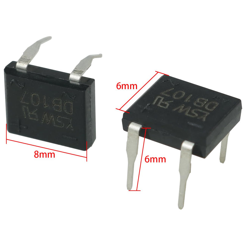 [Australia - AusPower] - 30PCS Inline Rectifier Bridge Stack DB107 1A 1000V Electronic Silicon Diode Single Phase Glass Passivated Bridge Rectifier for Printed Circuit Boards 