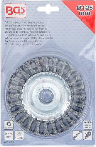 BGS 3986 Disc Brush / Braid Round Brush Diameter 125 mm | Steel wire bristles Ø 125 mm
