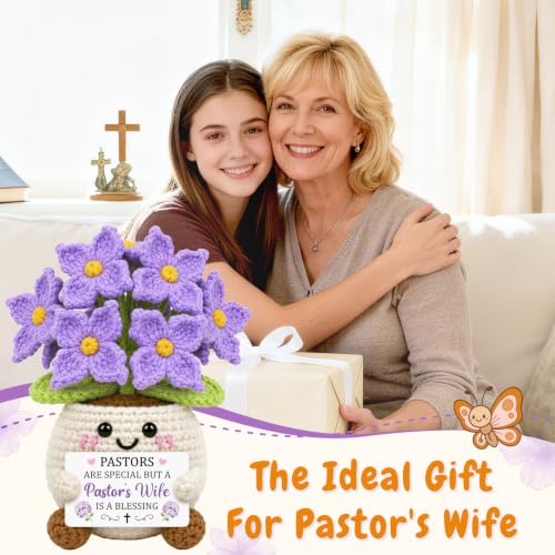 Pastor's Wife Appreciation Gifts, Cute Crochet Doll Hydrangea Potted Plant Pastor's Wife