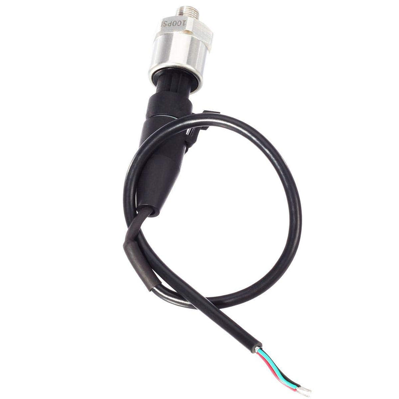 AUTEX 100psi Pressure Transducer Sensor, 0-100 Psi Pressure Sender 1/8" -27 NPT Oil Pressure Transmitter 316 Stainless Steel with Connector Harness Kit For Oil Fuel Air Water Pressure