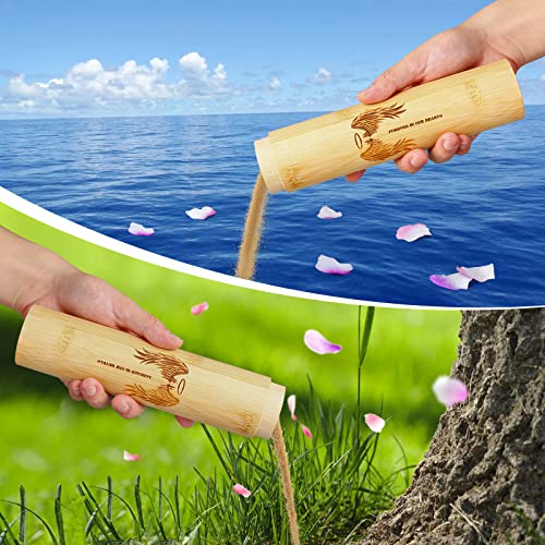 Bamboo Scattering Urn for Human Ashes,Eco Friendly Biodegradable Urn for Human Ashes,9''x2'' Small Scattering Tube for Human Adult Pet Cat Dog Ashes (Set of 2,Angel Wings Pattern)