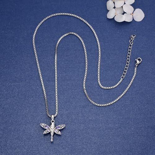 MANBU Sterling Silver Cremation Jewelry for Ashes dragonfly urn necklace
