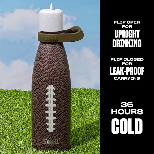 S'well Stainless Steel Water Bottle with Flip Straw Cap and Handle, 17oz, End Zone, Triple Layered Vacuum Insulated Containers Keeps Drinks Cold for 36 Hours and Hot for 10, Perfect for On the Go 17 Ounces