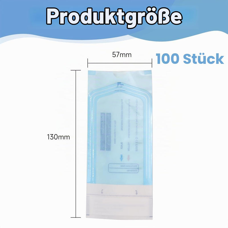 YUZNA 100 x Disposable Sterilisation Bags with SK Closure, Self-Adhesive, Steri Bags for Autoclaves (5.7 x 13 cm)