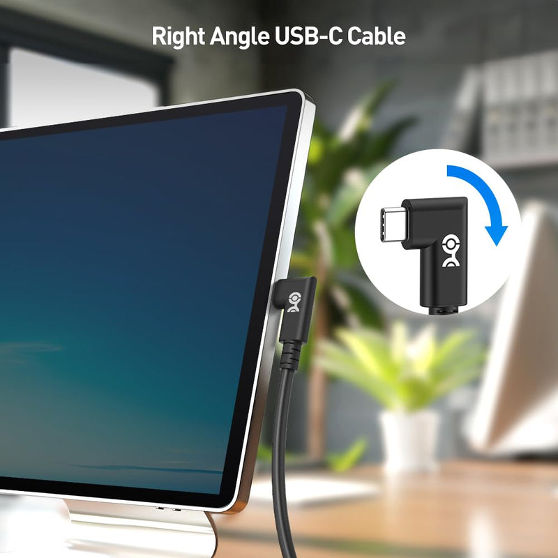Cable Matters 20Gbps Right Angle USB 4 Cable 9.8ft, Supports Up to [8K@30Hz / 4K@120Hz Video, 240W Charging, 20Gbps Data Transfer] Compatible with Thunderbolt 4 Cable, MacBook Pro, XPS, Surface Pro 9.8 Feet