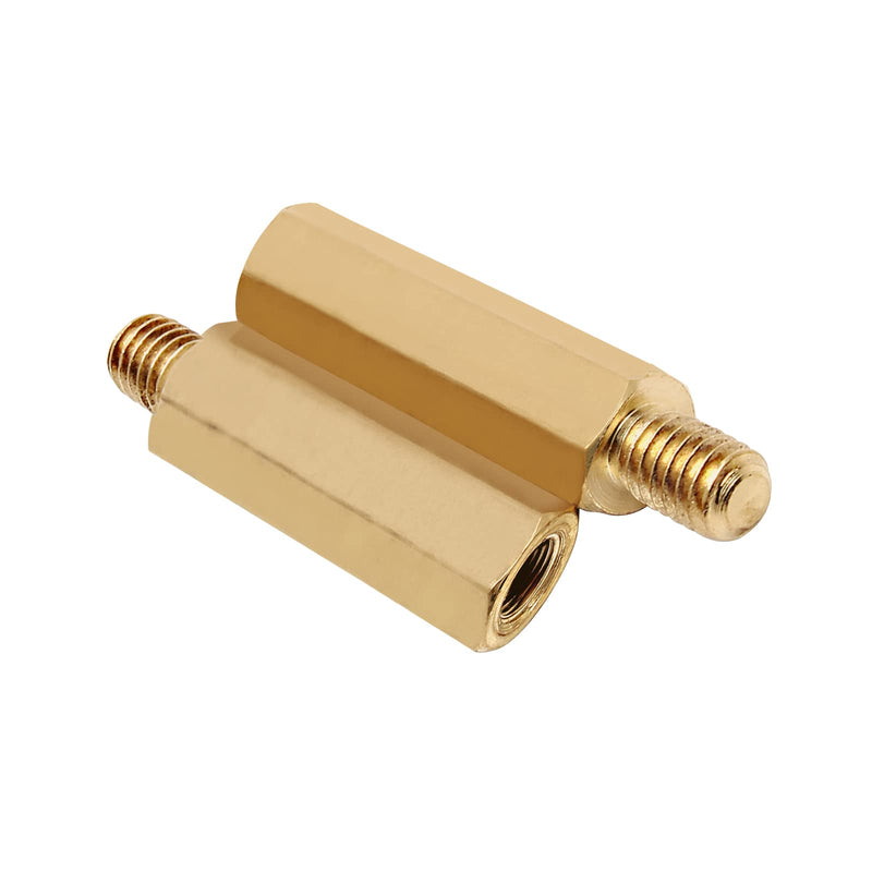 [Australia - AusPower] - 30Pcs Male to Female Brass Hex Standoff M4 x 15mm + 6mm Hexagonal Copper Column Male Female Thread Spacer Standoff Screw for Electronic Machine 