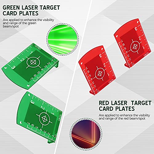TOODOO 4-piece magnetic laser target cards with stands for green and red line lasers