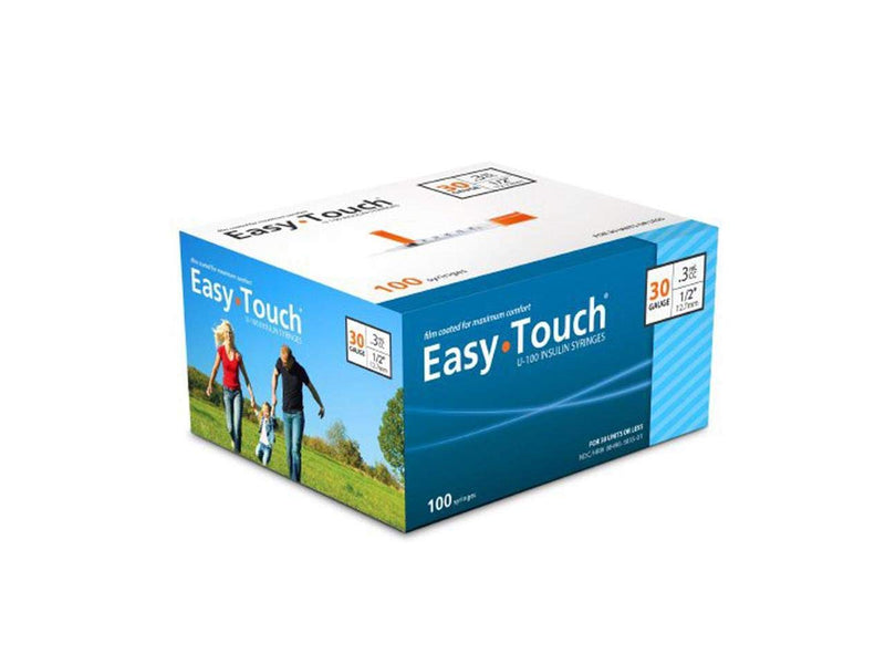 [Australia - AusPower] - EasyTouch U-100 Insulin Syringe with Needle, 30G 0.3cc 1/2-Inch (12.7mm), Box of 100 