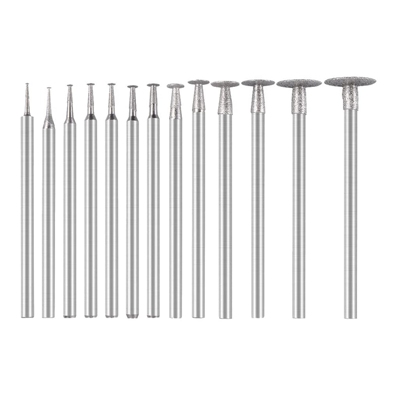 [Australia - AusPower] - Luo ke 13 Pcs T Shape Diamond Burr - 3/32'' Shank Channel Cutting Burs Diamond Mounted Stone Carving Burr for Rotary Tools includes Dremel 