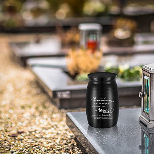 3 Inches Small Keepsake Urn for Ashes Mini Aluminum Urn for Human Ashes Cremation Funeral Ash Holder - Remembering You is Easy I DO IT Every Day. Missing You is a Heartache That Never GOES Away. Black