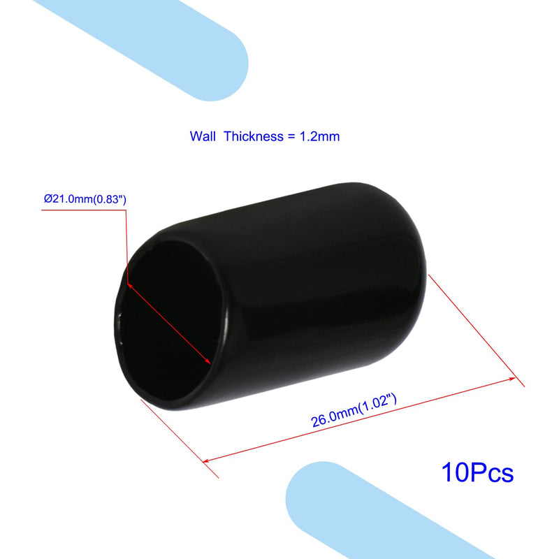 [Australia - AusPower] - Aopin Bolt Caps Screw Thread Protectors Rubber Round End Cap Cover 0.83 Inch (21mm) PVC Flexible Tubing Pipe Protective Bolt Safety Cover | for Pipe Post Tubing Rod Cover 10 Pcs (Black) 21mm Black 