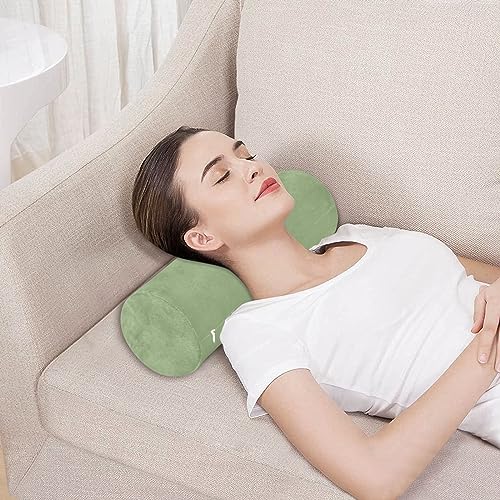 YETTASBIN Sage Green Solid Color Cylinder Round Pillow for Neck Pain Relief, Soft Breathable Bolster Travel Memory Foam Pillow with Removable Washable Cover for Bed Sleeping, Head, Legs and Back 5.5 x 17 Inch