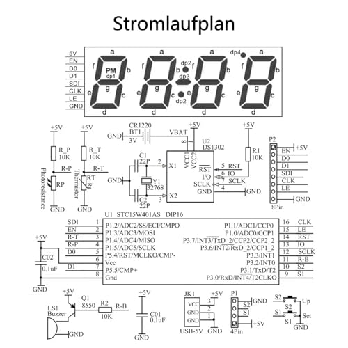 EIELE Electronic Clock Soldering Set Multicolored Display with Free Adjustment Practical Learning Program for Soldering Enthusiasts (Soldering Required)