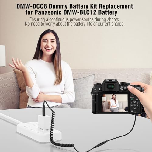 DMW-DCC8 DC Coupler DMW-AC10 DMW-BLC12 DMW-AC8 Dummy Battery Kit with USB-C Cable for Panasonic Lumix DMC-GH2 G5 G6 G7 G80 G81 G85 G5X GX8 FZ300 FZ1000 FZ2500 DC-G90 G95 G99 Camera (DCC8) DCC8