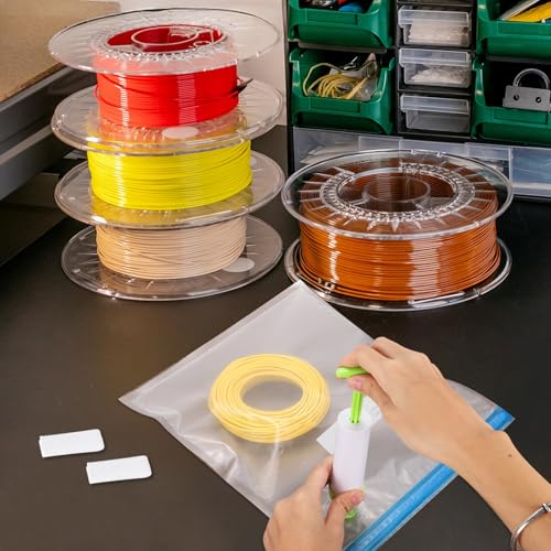sourcing map 20pcs Filament Storage Bags, 11x13 Inch Plus Size 3D Printer Accessories Vacuum Storage Bags, Keep Filament Dry Sealed Kit with Hand Pump Sealing Clip