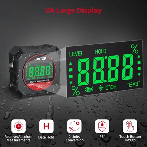 XUNTOP 4x90° digital angle finder protractor with strong magnetic bottom and LCD display