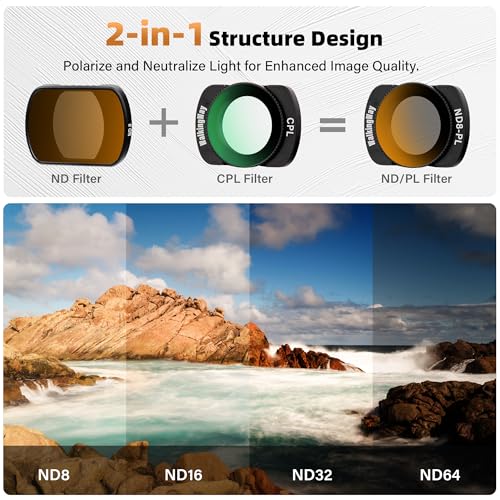 Walking Way Magnetic ND Filter Set Compatible with DJI Osmo Pocket 3 Creator Combo Accessories - 4 Pack (ND8/PL, ND16/PL, ND32/PL, ND64/PL),Neutral Density Filters HD Optical Glass/Multi-Coated Magnetic ND8PL/ND16PL/ND32PL/ND64PL