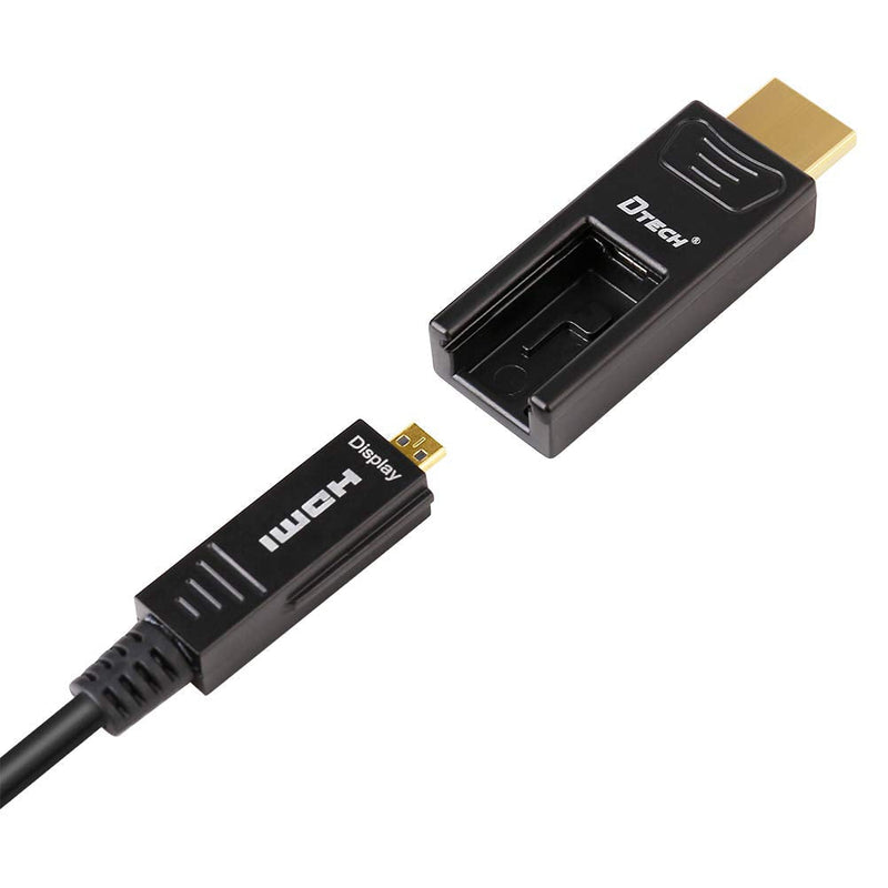 DTECH Fiber Optic HDMI Cable 50 Feet 4K 60Hz 444 Chroma Subsampling 18Gbps High Speed Ultra HD with Dual Connector Micro HDMI and Standard HDMI Cord Compatible with TV Projector Computer Monitor 50ft